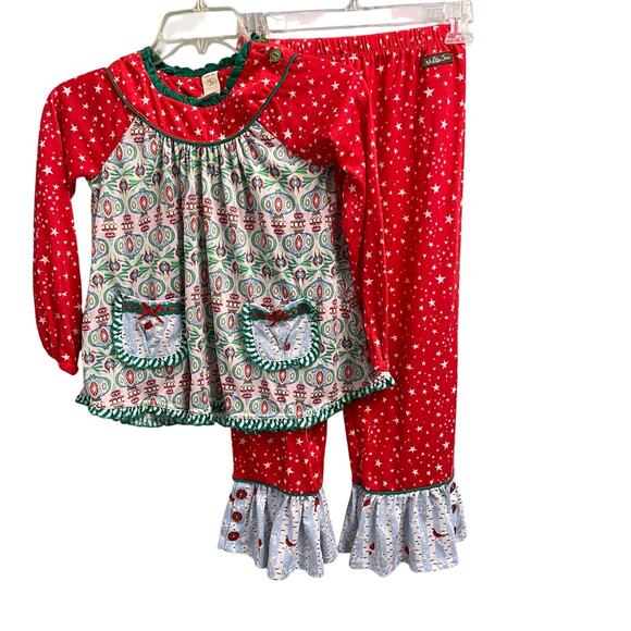 Matilda Jane Size 8 Pajama Set Ruffle Hem Holidays Cold Winters Night - Picture 1 of 6
